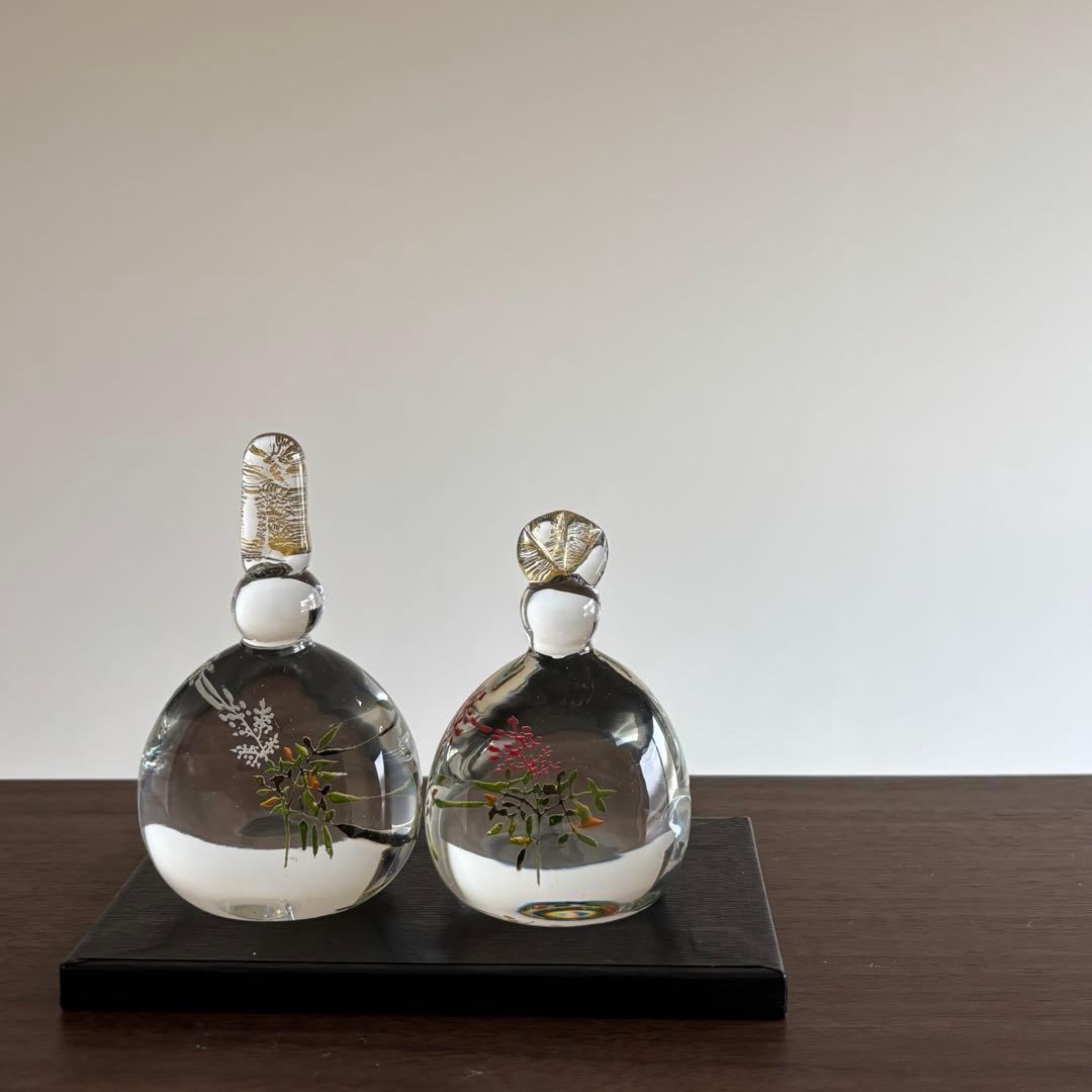 ◻️ガラス作家 金津沙矢香さん◻️ガラスのおひな様 南天◻️新品未使用