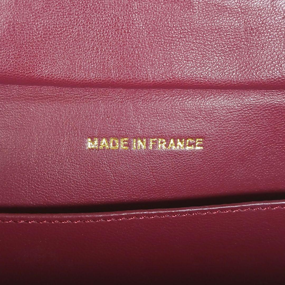 ランバン ヴィンテージ スムースレザー ハンドバッグ 光沢 ボルドー