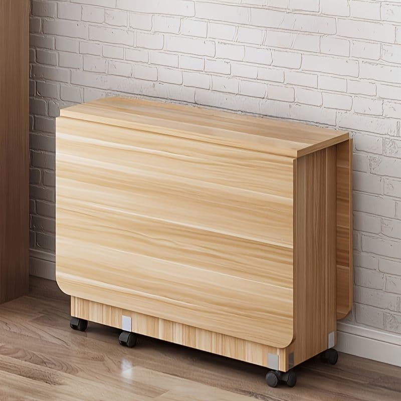 伸縮折りたたみダイニングテーブル キャスター付き 収納スペース搭載