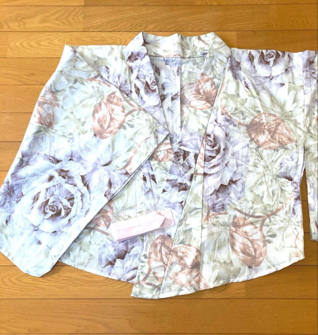 【専用です】二部式浴衣➕作り帯　身幅Lサイズ　うたたね　薔薇柄