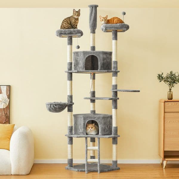 MWPO グレー キャットタワー 高さ217-238cm