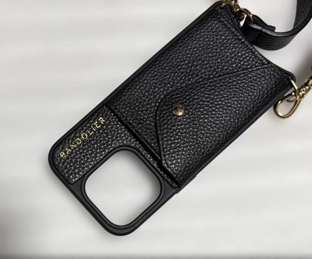 正規品バンドリヤー スマホケースストラップ iPhone15Pro ヘイリー　黒