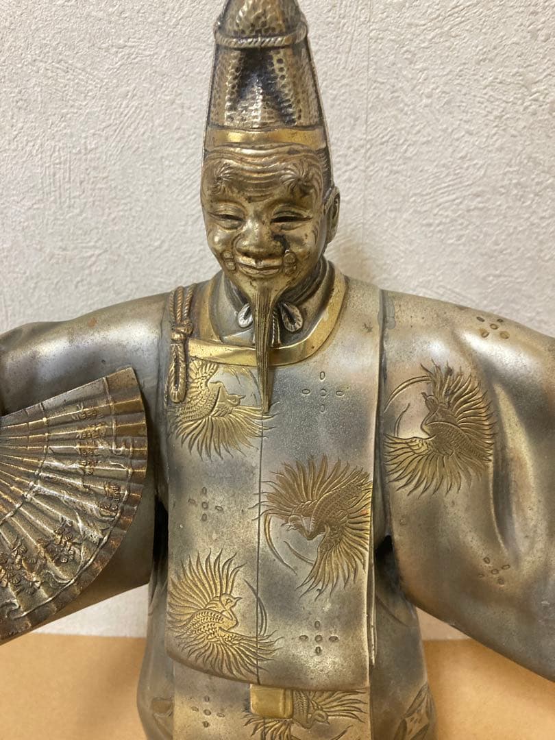 翁置物 金工師清山作 重さ4.2kg高さ32cm