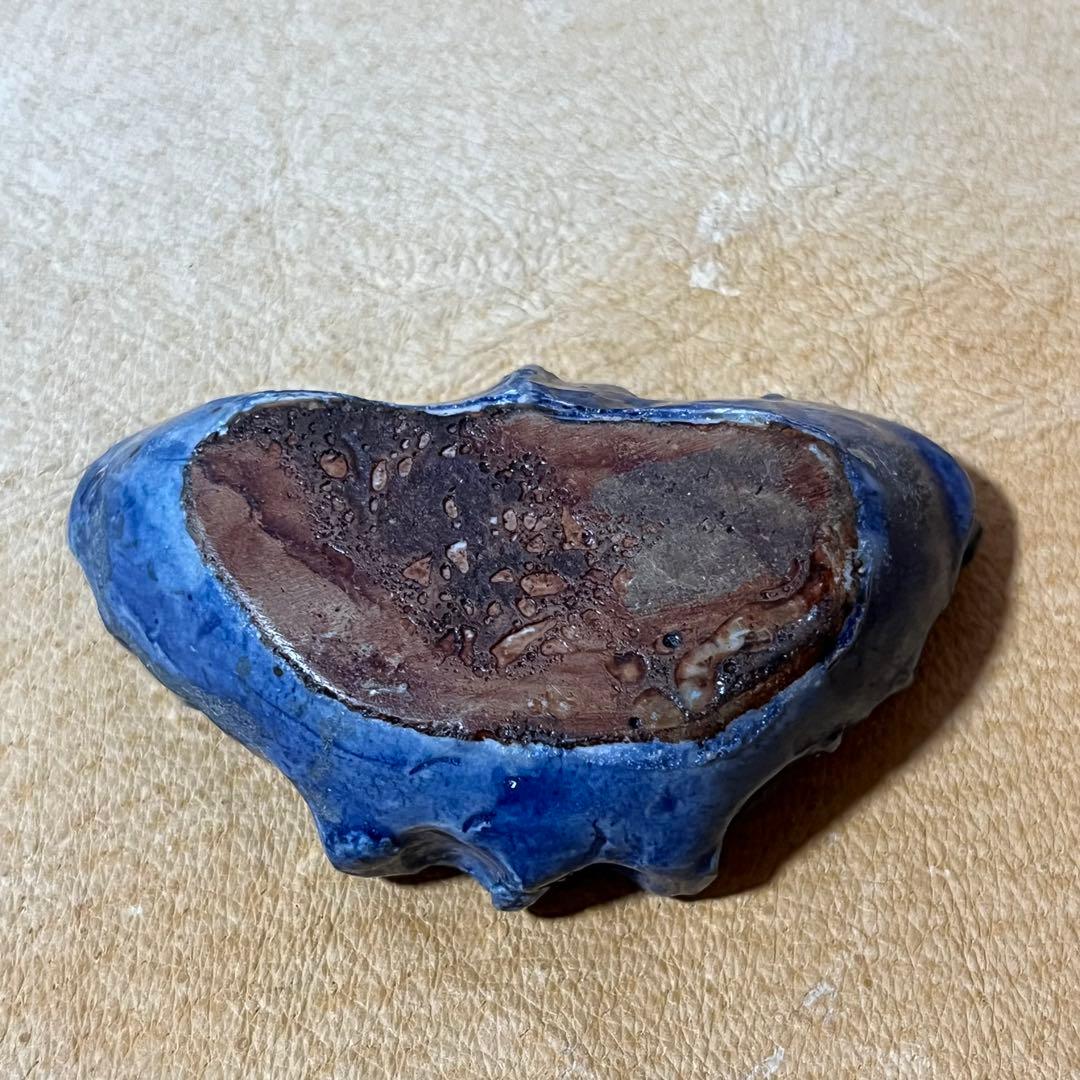 古美術 李朝　瑠璃釉　水滴　蝶