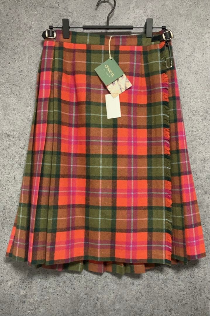 【タグ付き未使用品】オニールオブダブリン　巻きスカート　プリーツ　チェック　膝丈