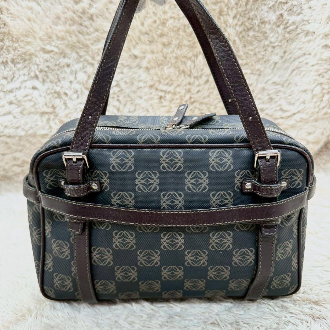 【美品】ロエベ ハンドバッグ ブラウン アナグラム ミニボストンバッグ