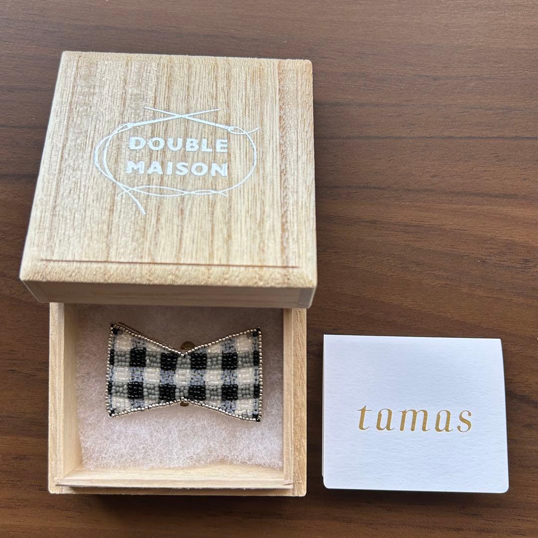 タマスの帯留ブローチ ギンガムリボン