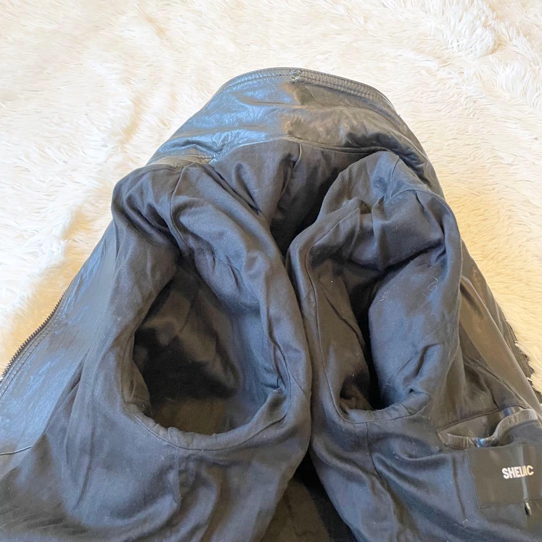 シェラック レザージャケット シングルライダース カウレザー ブラック 本革 L