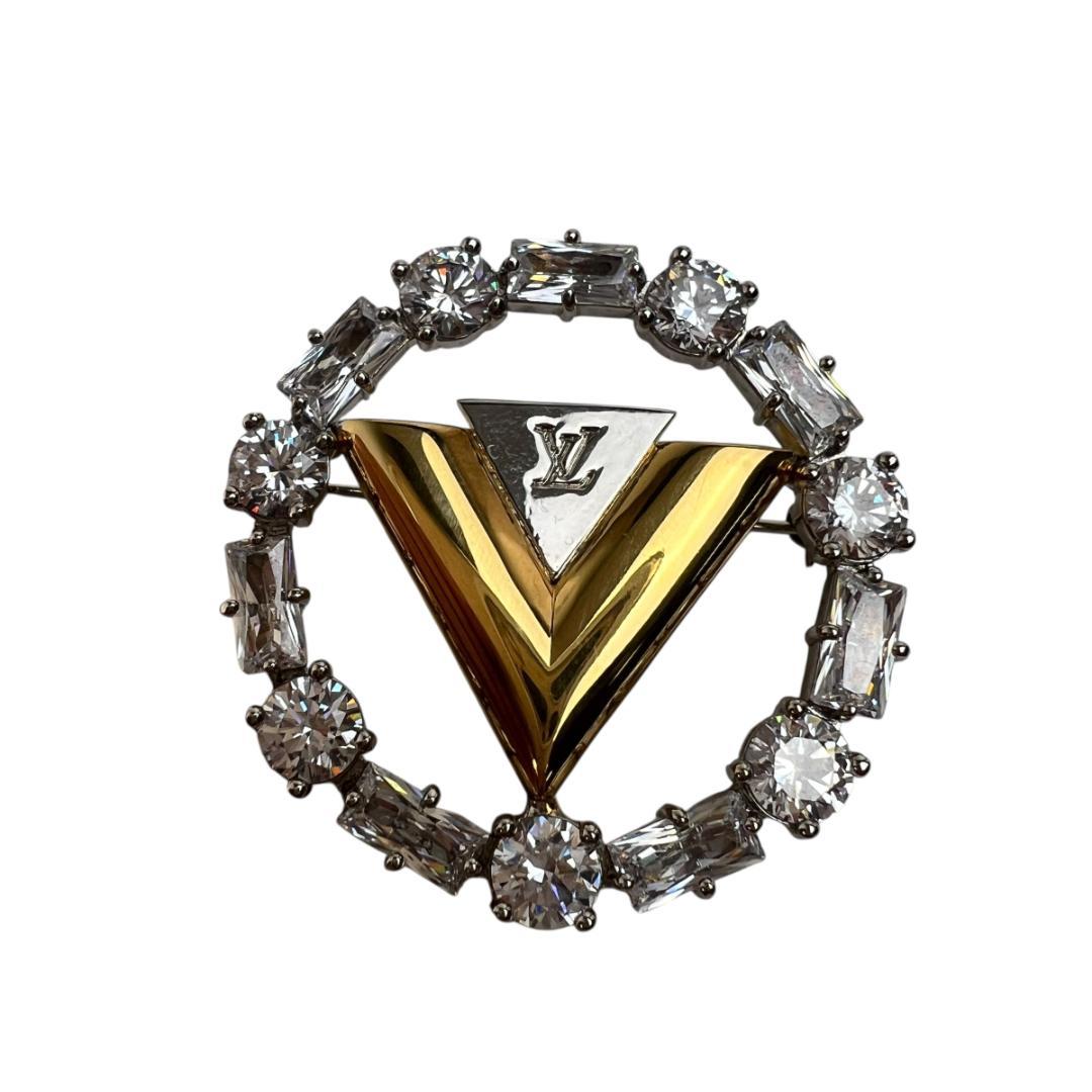 LOUIS VUITTON Vフォーストーン ブローチA-10095