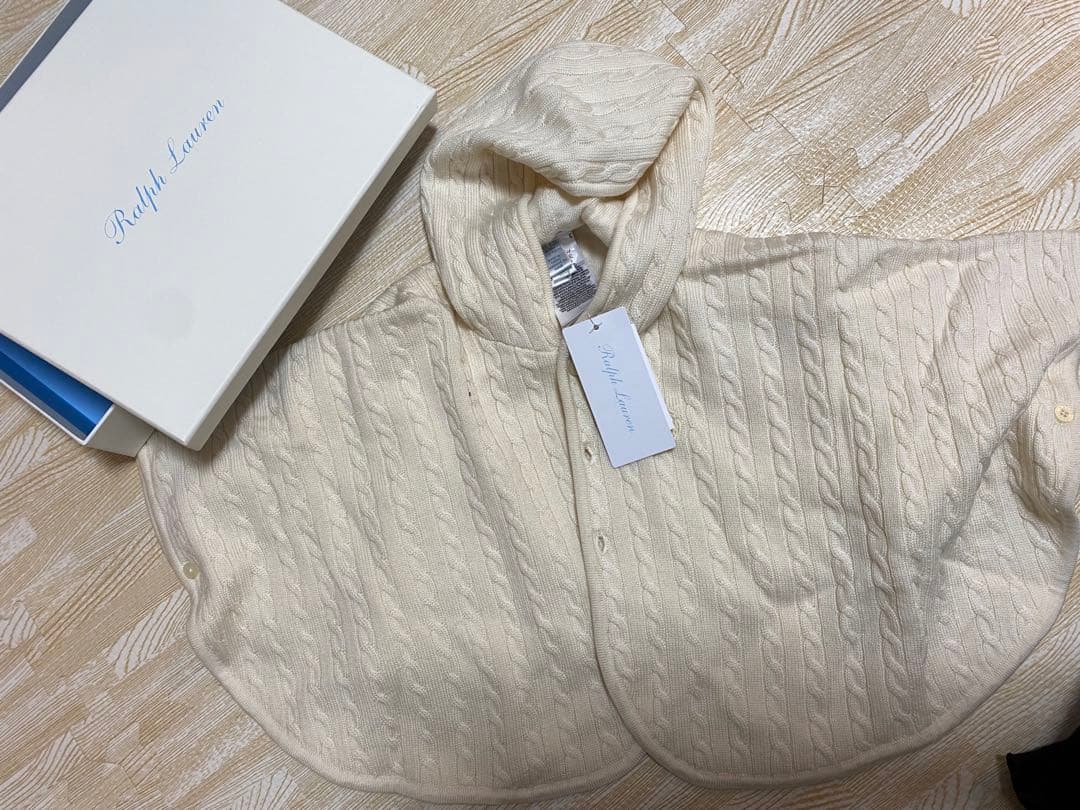 (ベビー)ケーブルニット ウール フーデッド ポンチョ