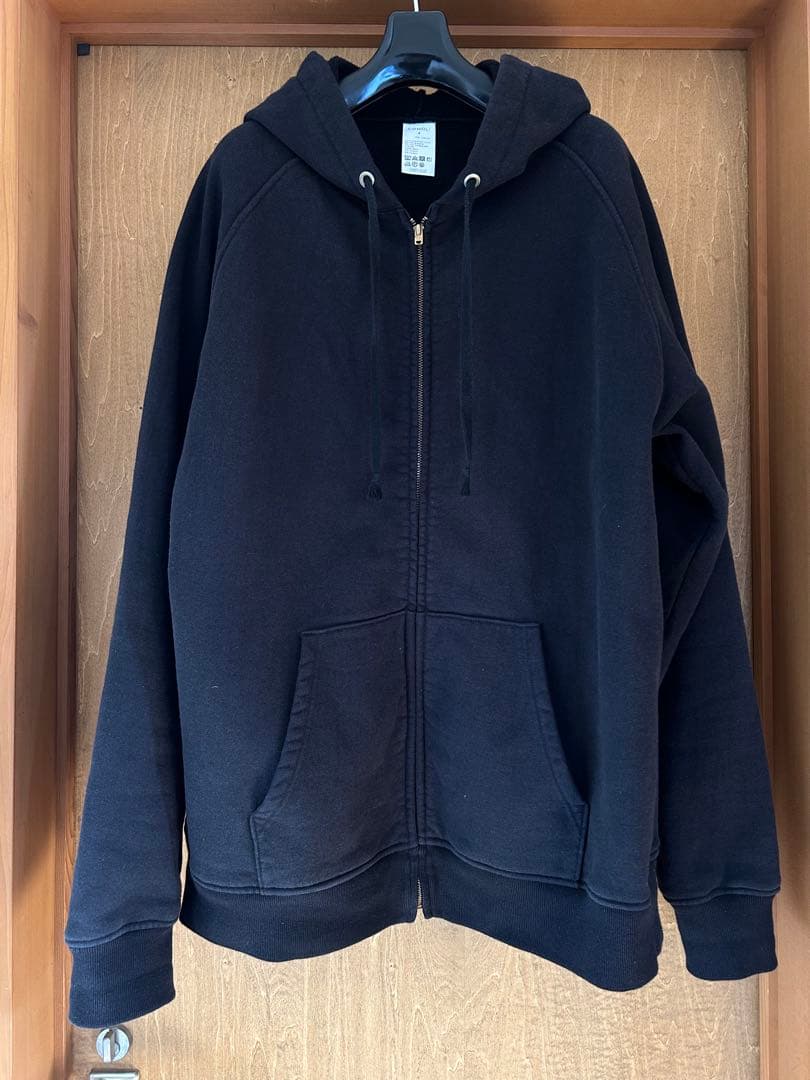 COMOLI コットン裏毛ジップパーカー 4 FADE BLACK コモリ タグ