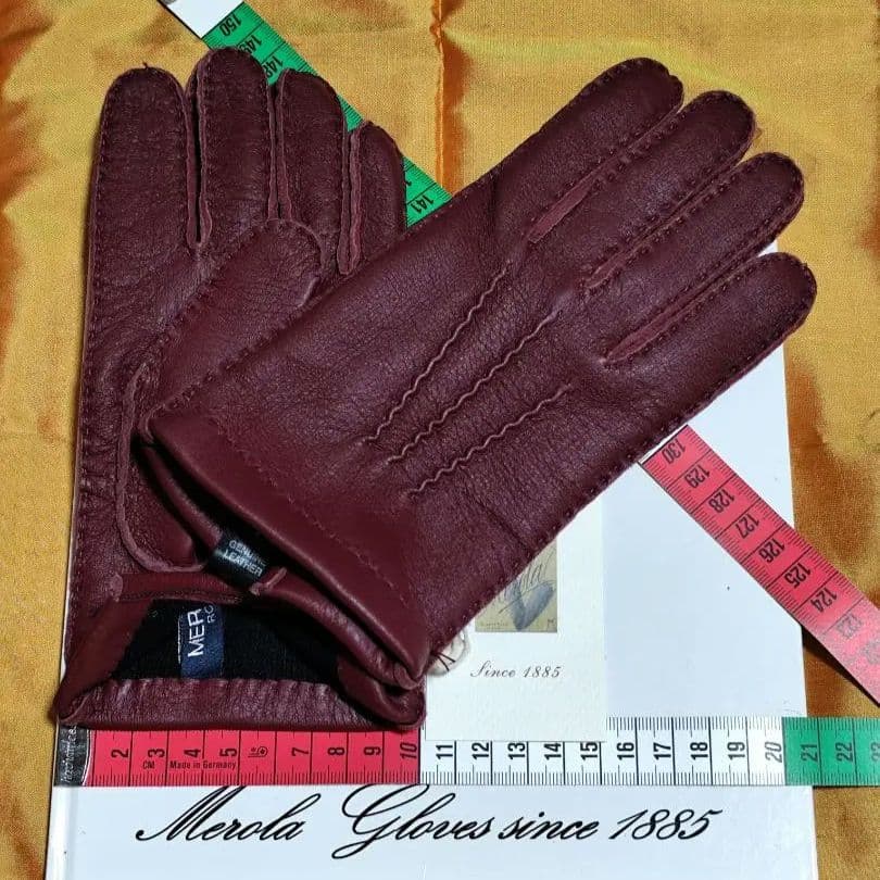 今季 メローラ ディアボルドー濃赤 カシミア黒 革手袋 グローブ MEROLA