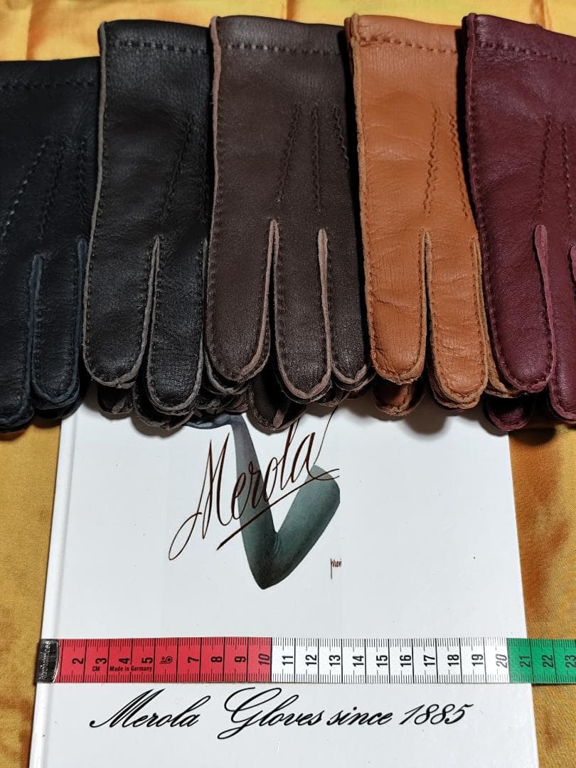 今季 メローラ ディアボルドー濃赤 カシミア黒 革手袋 グローブ MEROLA