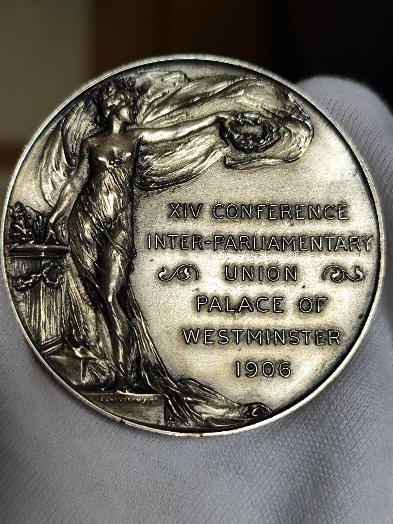 希少1906 イギリス ロンドン 列国議会同盟会議 銀貨大型 シルバーメダル