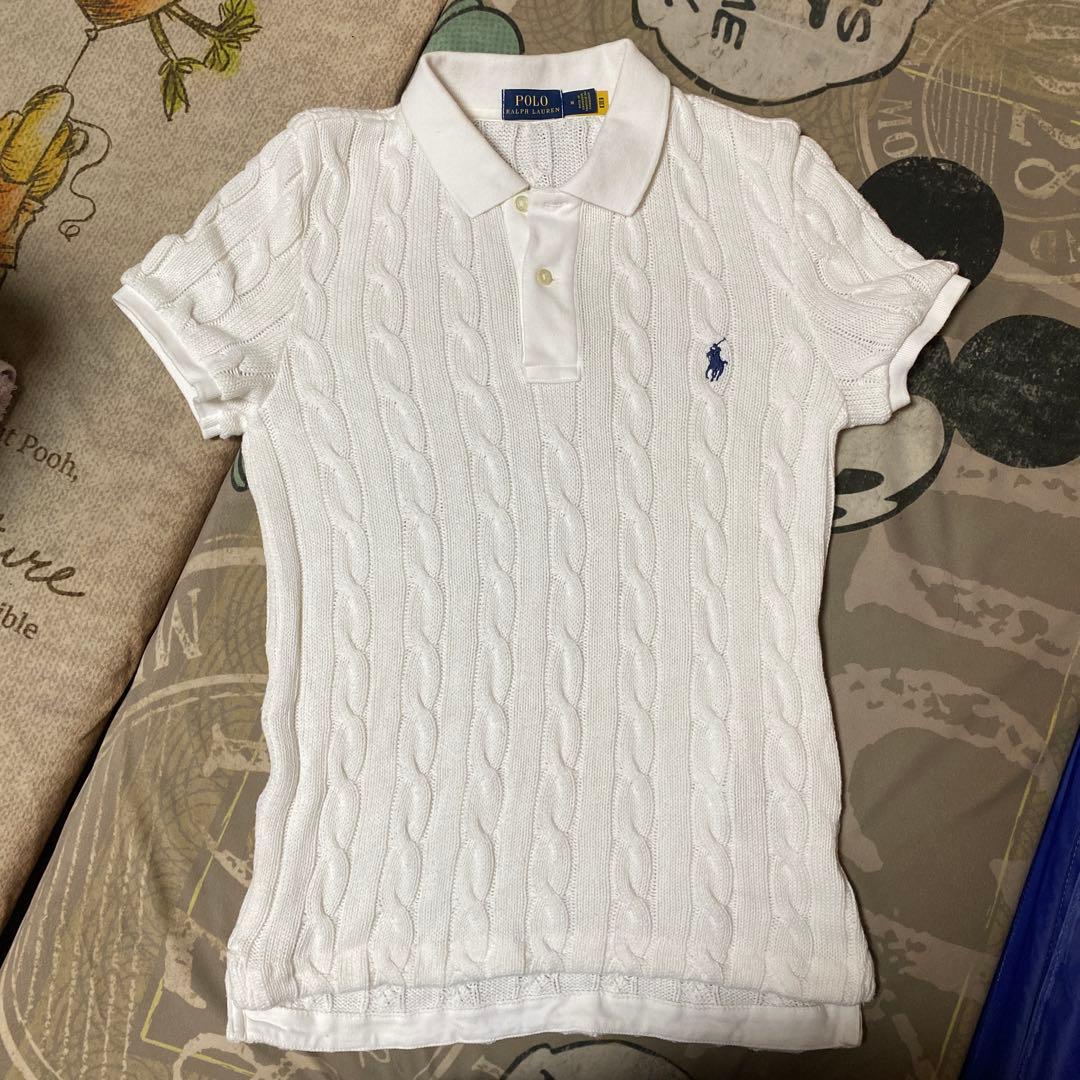 Polo Ralph Lauren ケーブルニット ポロシャツ M ホワイト