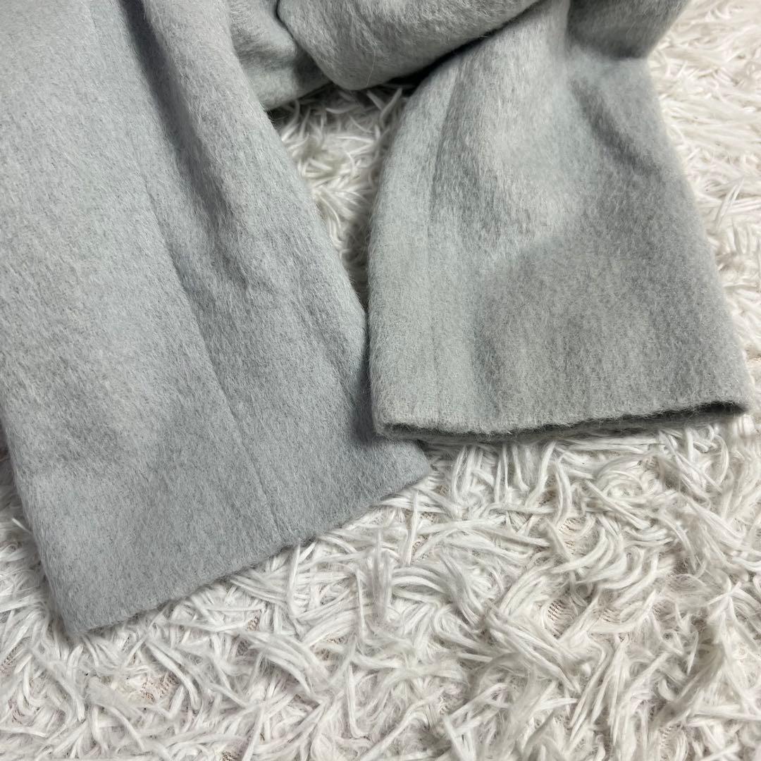 大きいサイズ アンタイトル アルパカ混 ベルテッド チェスターコート グレー 4