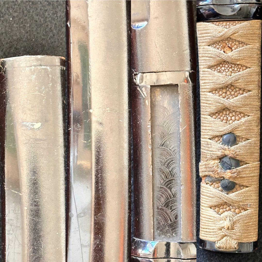 脇差時代拵え　残欠刃引合法カット品　日本刀　本歌　玉鋼日本刀　長さ約53cm D