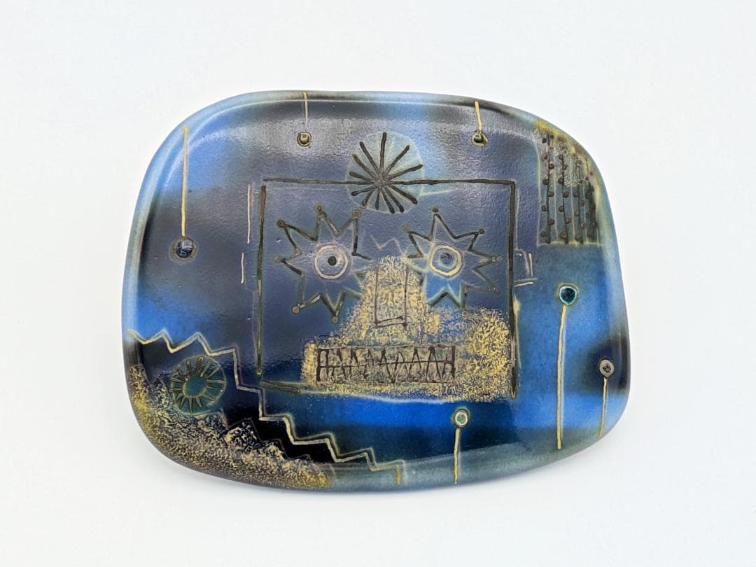 人気作家作品 美品★伊藤北斗 釉刻色絵陶板 夢の景色★2005年頃の個展で購入