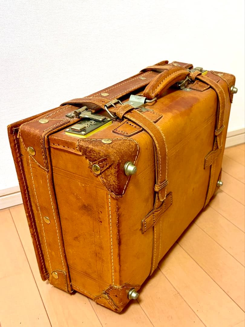 【レア】革製トランクケース アンティークヴィンテージスタイル アサヒビール 鍵付