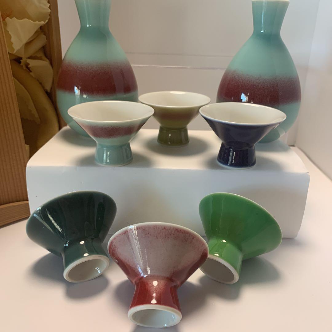 朝日焼 窯変酒器　七十四代 朝日豊斎 作 辰砂　未使用品　古美術　骨董