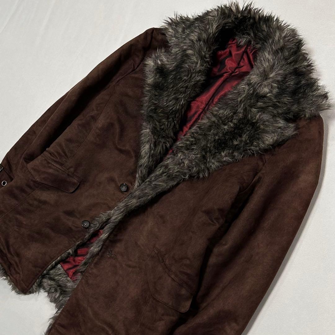 00s フェイクムートン ベロア ファー ギャングコート ジャケット お兄系