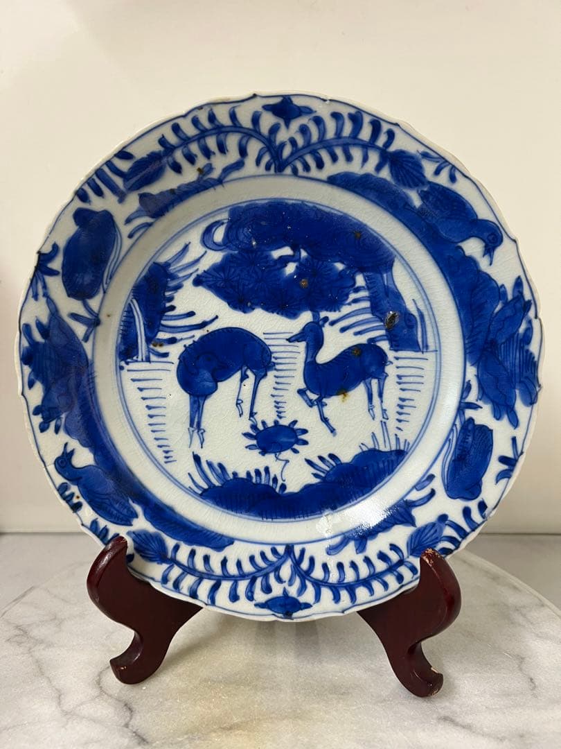 古美術　明時代　 嘉靖万暦年染付皿