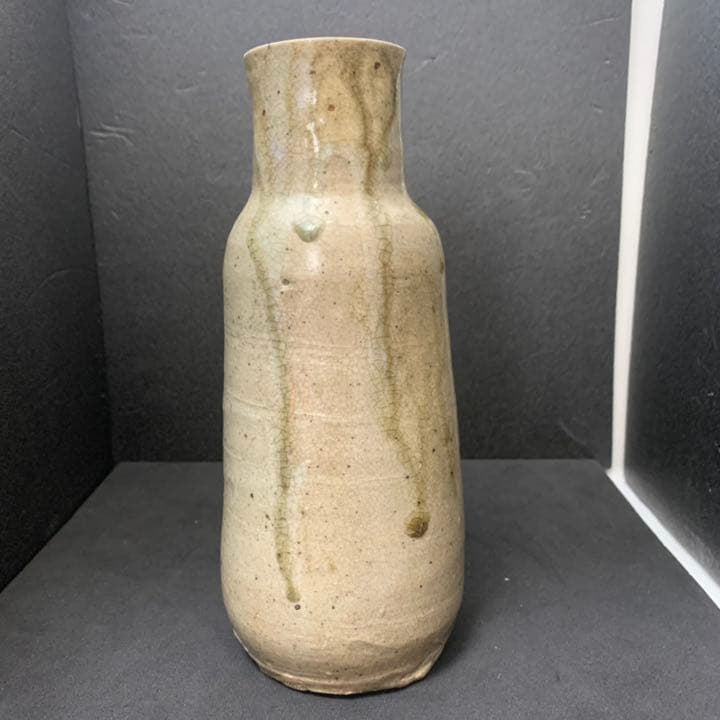 唐津焼　花入　花瓶　オブジェ　朝鮮唐津　唐津　流釉　時代　癒しグッズ