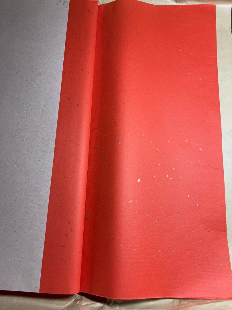 【墨研】唐古紙◆新民牌 精製 尺八屏 洒金 洒銀 三反◆未使用◆中国紙 宣紙