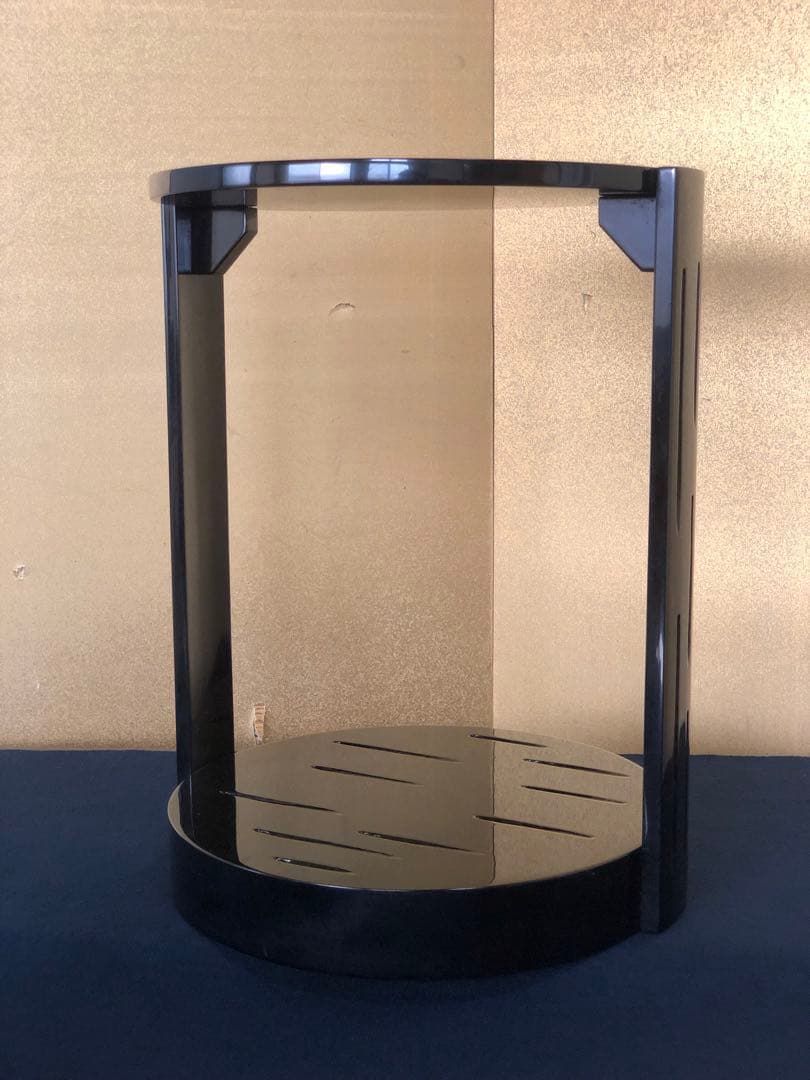 《R》茶道具 輪島塗 黒真塗 丸卓 光栄堂作 共箱　260109き2