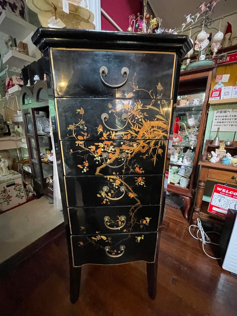 値下！中国家具 宝石棚 花鳥画　シノワズリ家具