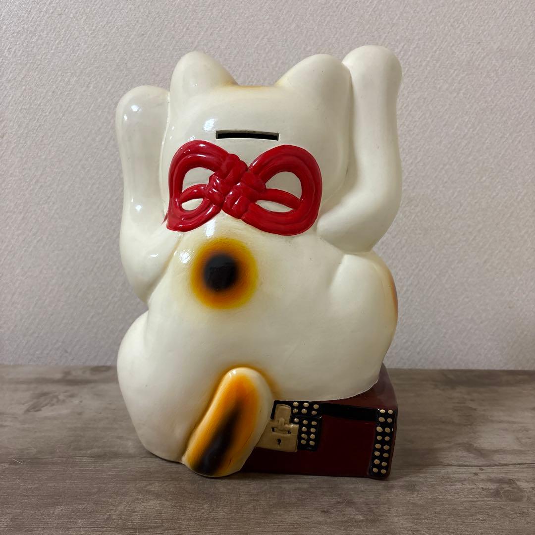 レトロ招き猫　招福置物　貯金箱　千万両〈検 常滑焼　海外向けデザイン　ビンテージ
