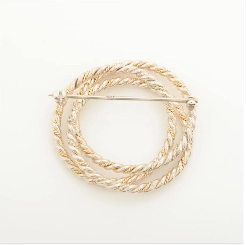 ✨極美品✨　Tiffany　ツイストデザイン ブローチ シルバーゴールド