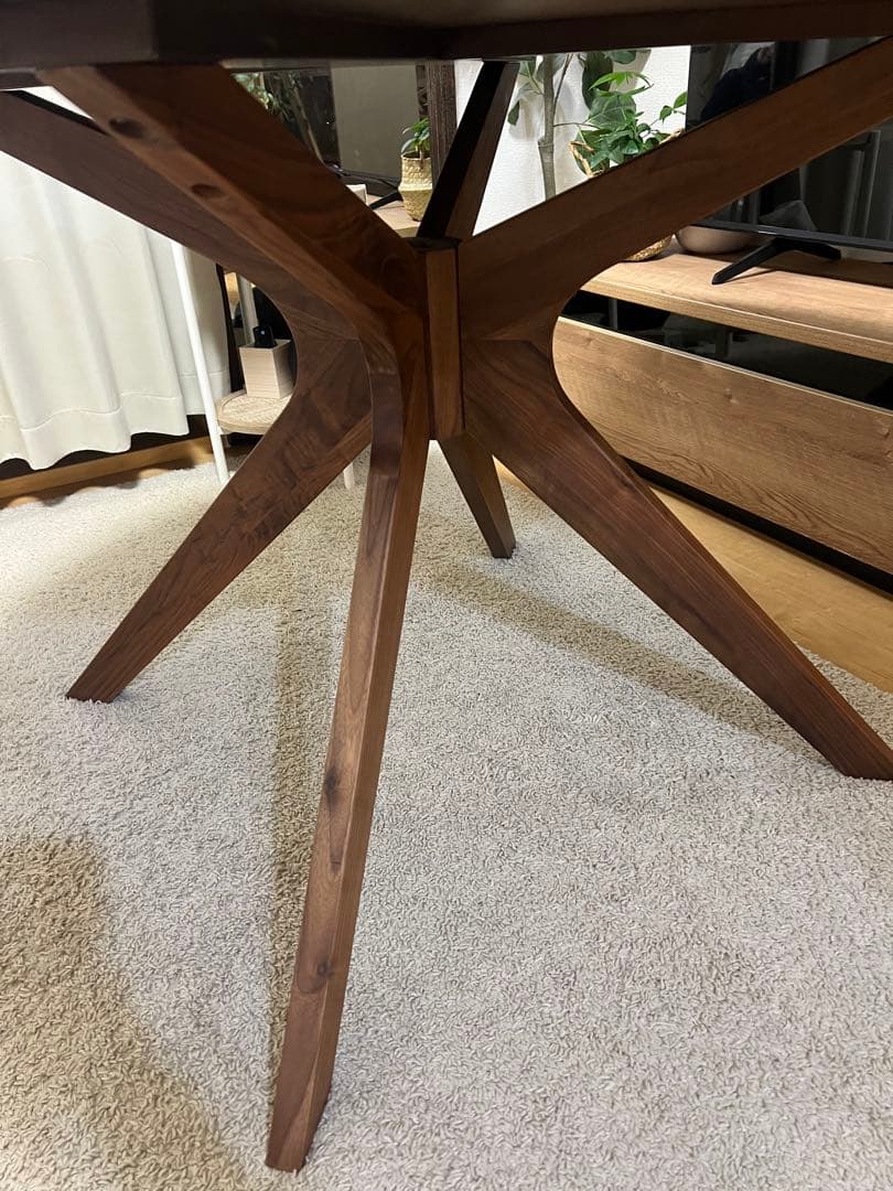 【Aruyon】木製ダイニングテーブル 円形 110cm