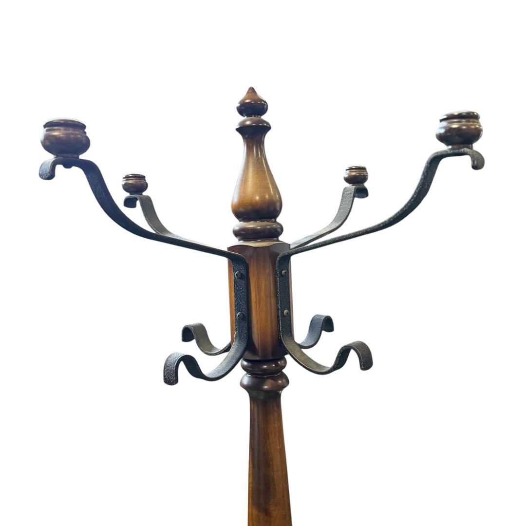 カリモク アンティーク　コロニアル　ハンガーラック　ポールスタンド