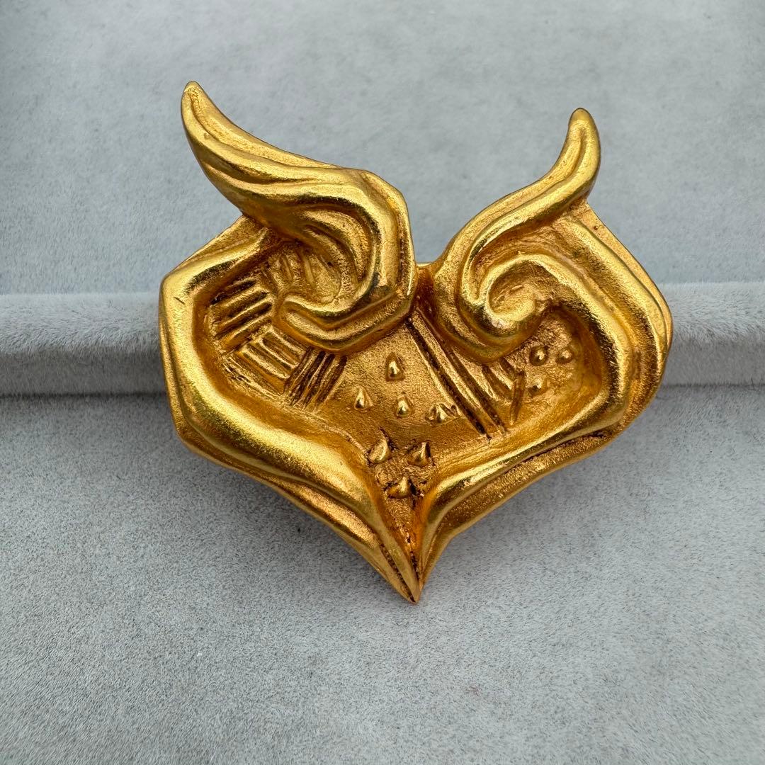 【ヴィンテージ】Christian Lacroix ブローチ　ハート　ゴールド