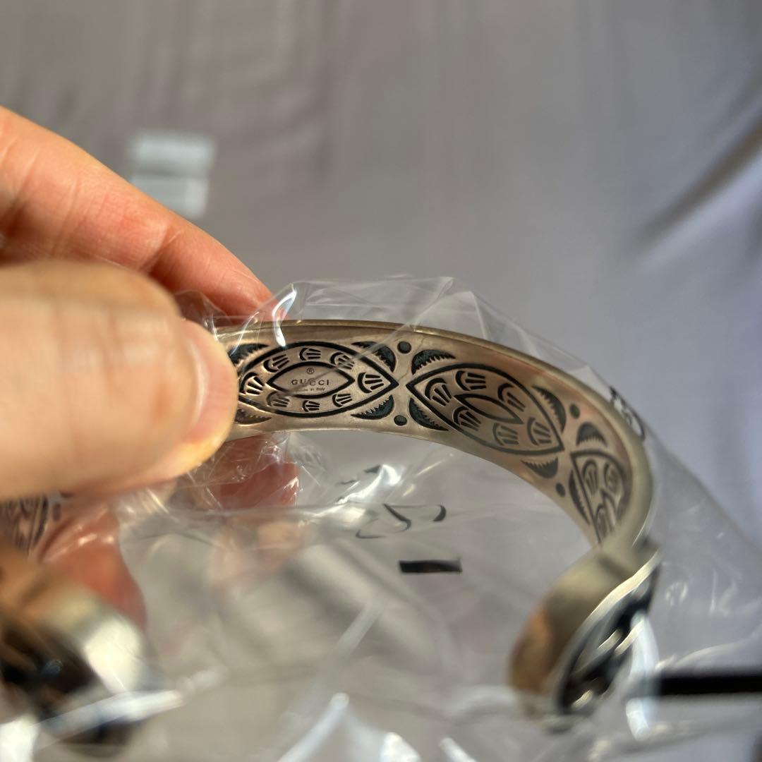 【新品未使用品】GUCCI シルバー バングル エナメル サイズ:16mm