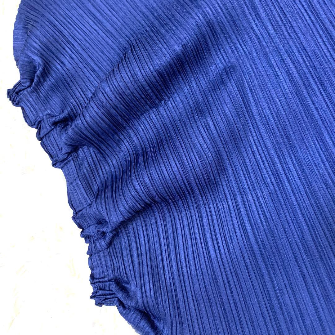 プリーツプリーズ サルエルパンツ 横プリーツ 切り替え 変形 S 青