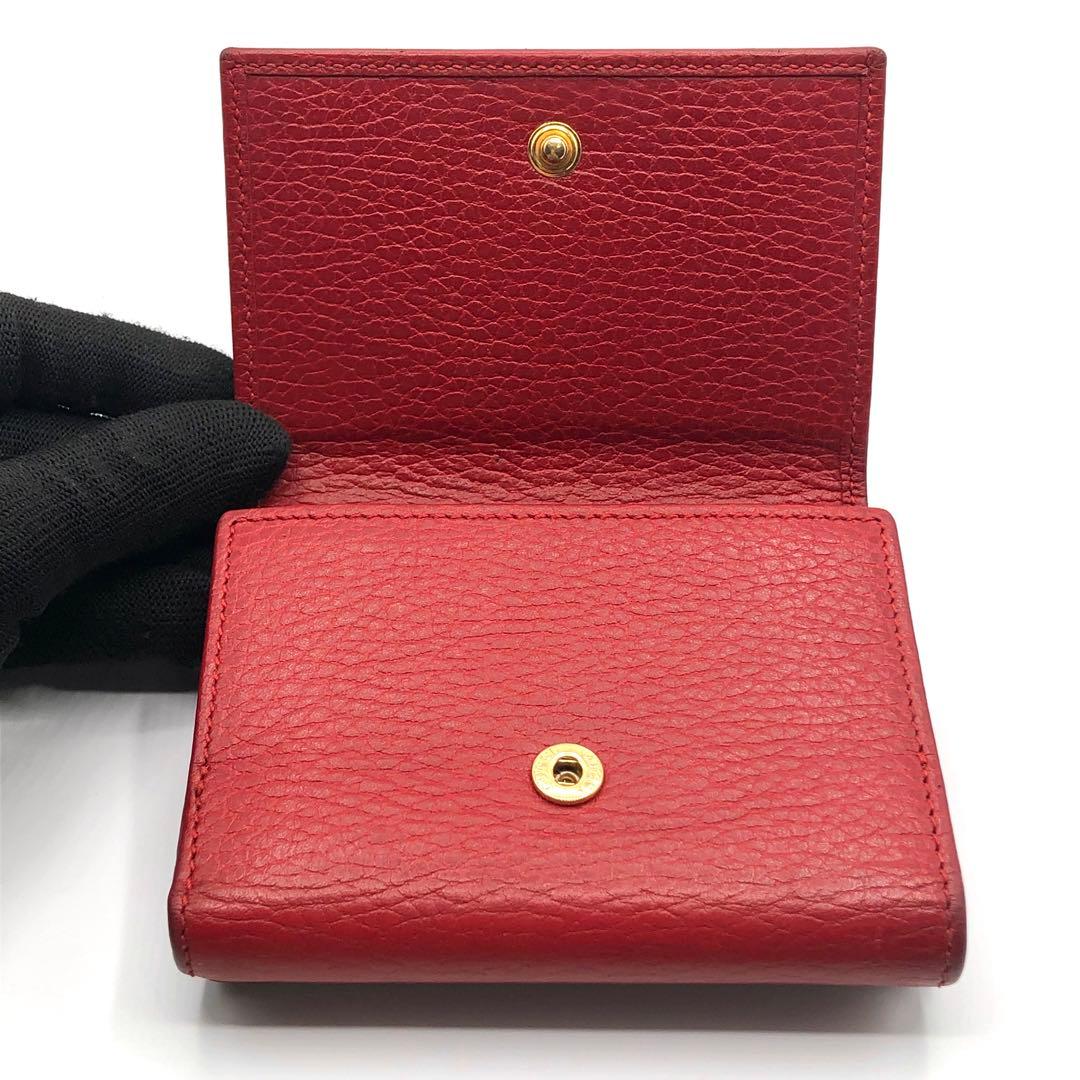 グッチ マーモント 三つ折り財布 レッド レザー