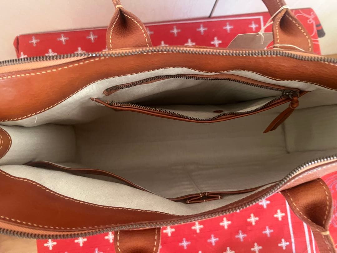 genten ブラウンレザー ビジネスバッグ