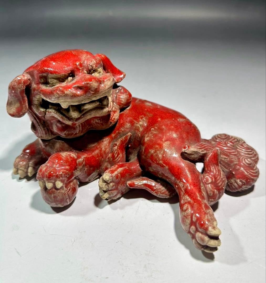 楽吉左衛門十二代 弘入造　赤獅子香炉 ／共箱／ 表千家十二代 惺斎　極め