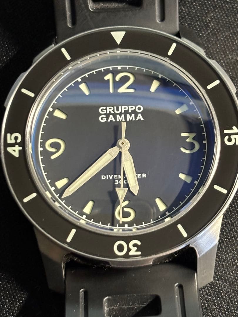 希少GRUPPO GAMMA ダイブマスター　ダイバーズウォッチ ラバーベルト