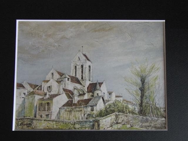 藤田嗣治、「Paysage」、希少画集の額装画、人気作品、オーダーマット付