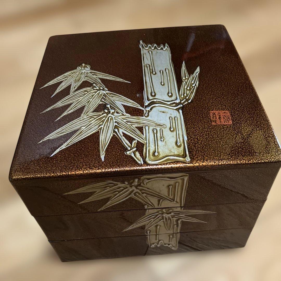 竹模様のブラウン重箱