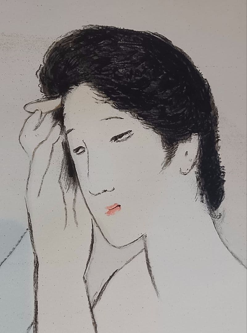 竹久夢二『女十題の内　ネルの感触　144/300』版画　リトグラフ　額縁無し