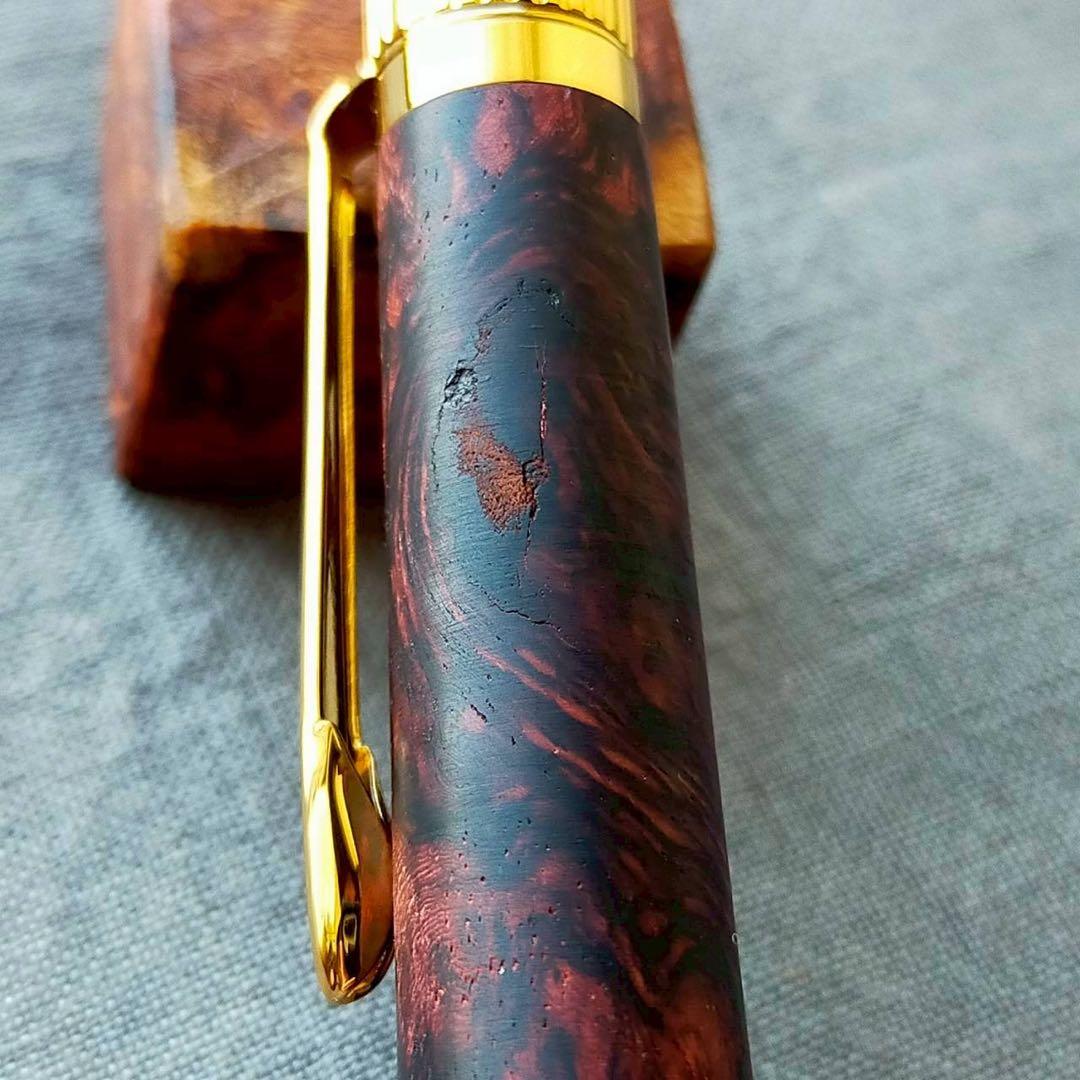 上杢　ランセオラリア　ハンドメイド　木軸ボールペン　G2　天然木　ゴールド