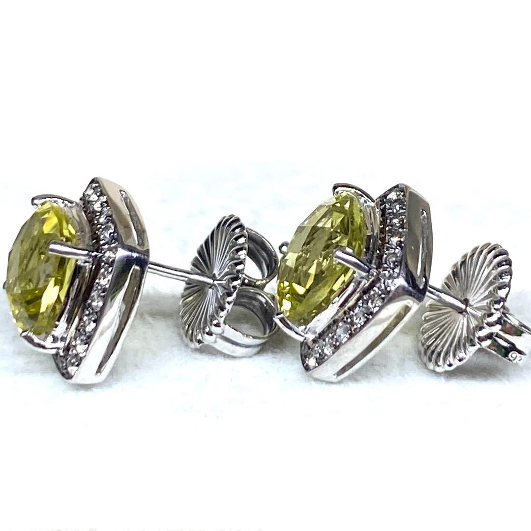 ⑬美品☆SILVER925☆レモンクォーツのクラシカルなピアス☆WGカラー