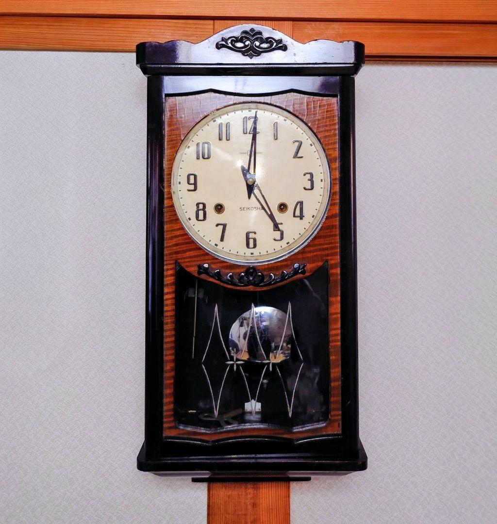 〈完動・美品〉精工舎　宮型ゼンマイ振り子時計　ボンボン時計　古時計掛け時計