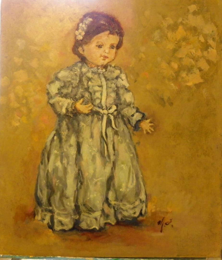 油絵　こよなく人形を愛し９８歳の天命を全うした画家　古川幸作ドールF１０号