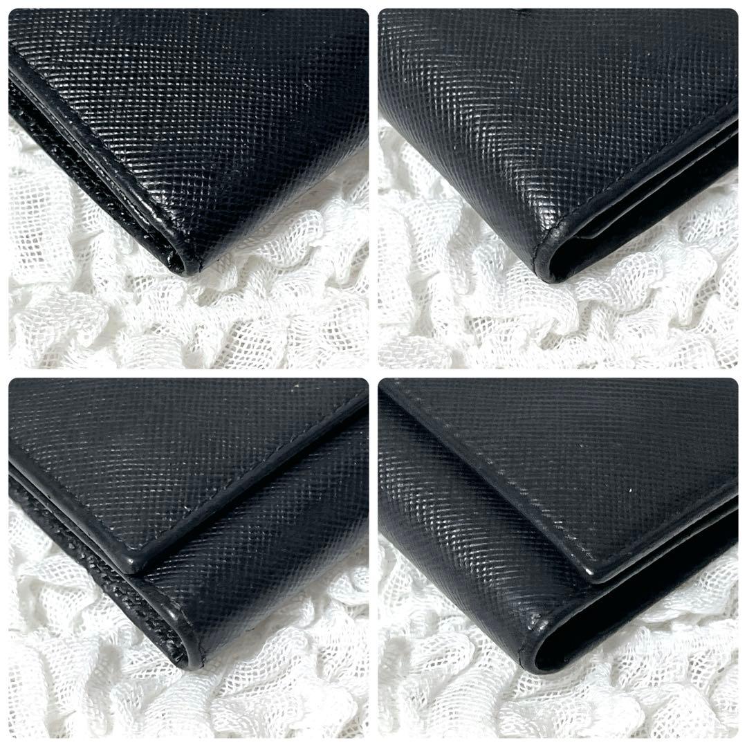 美品✨プラダ 6連キーケース トライアングルロゴ サフィアーノレザー 黒 三角