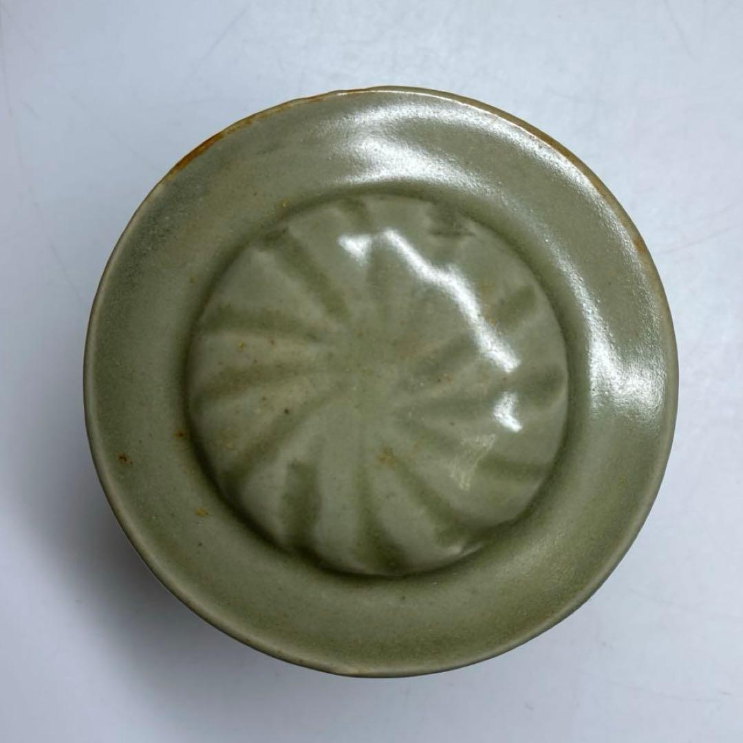 中国明時代 竜泉窯 蓋物 七官青磁 h7.3cm 東キ7-1129☆2F トヒト